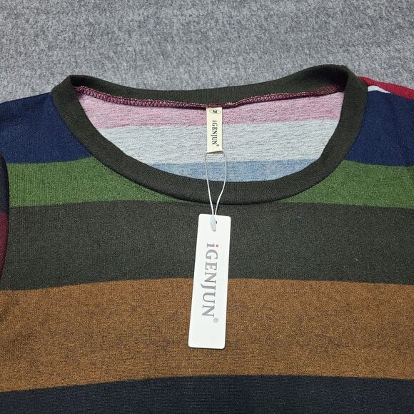 Igenjun Womens Sweater Dress Medium Multicolor Block Stripe Mid Lenght - Picture 6 of 11